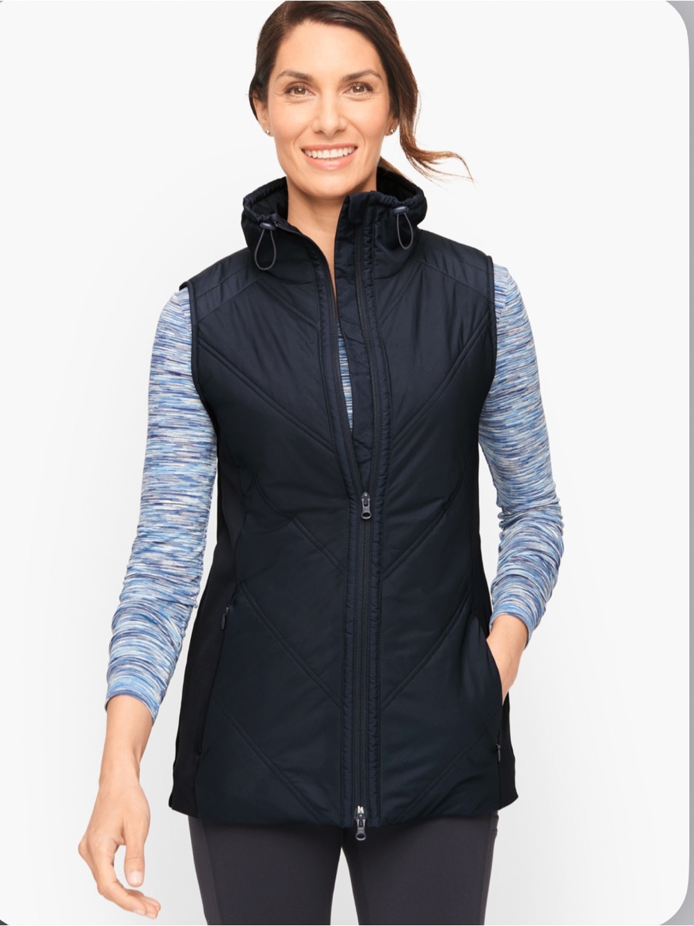 Talbots Black Chevron-Quilted Women's Puffer Vest NWOT Medium